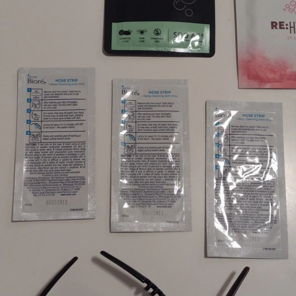 NEW Beauty Self Care Lot of 10 Masks 12 Biore Pore Strips and 6 Headbands